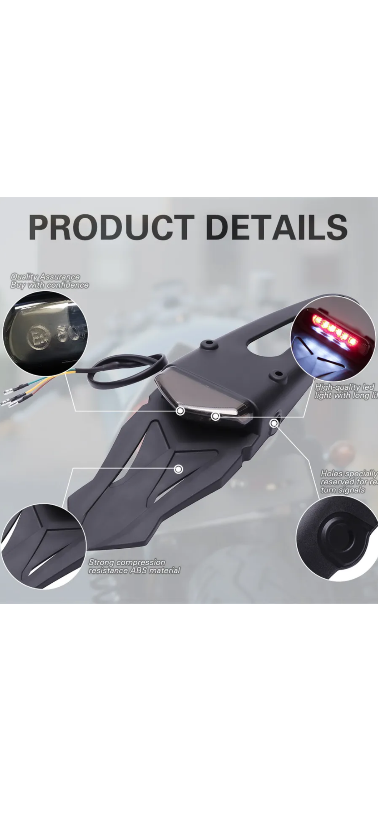 Dirt bike led stop tail and numberplate light for licence plate.